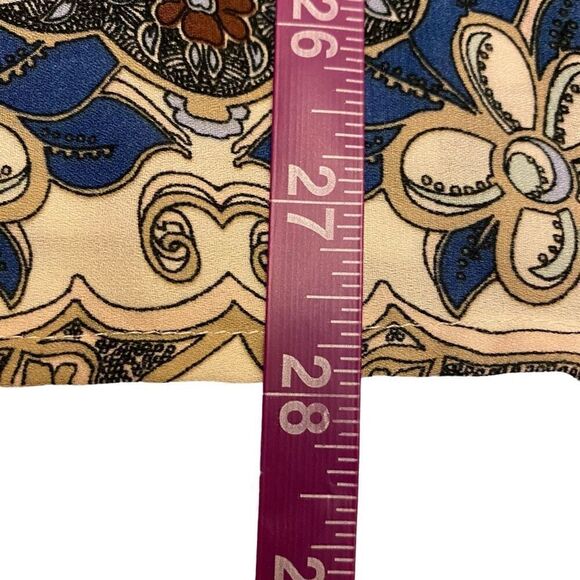 Ava Christine Beige‎ and Blue Popover Flowy Top with 3/4 Sleeves Sz L - Picture 13 of 13